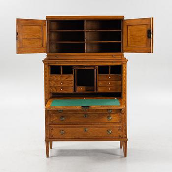 A French elm veneered secretaire, 19th Century.