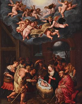 587. Abraham Bloemaert hans krets, Herdarnas tillbedjan, "Gloria in excelsio deo".