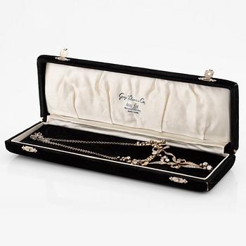 A necklace 14K gold and silver with old-cut diamonds.