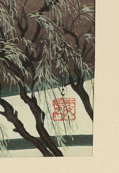 Ohno Bakufu, two woodblock prints, around 1950.