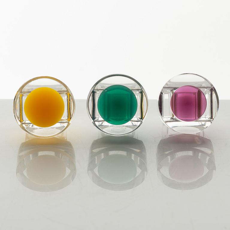 Siv Lagerström, three acrylic rings, 1970s.