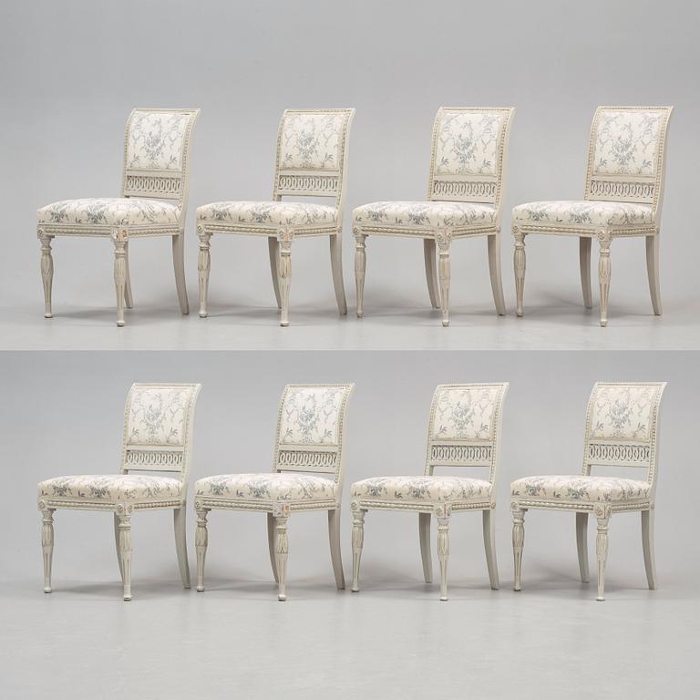 STOLAR, åtta stycken. Sengustavianska, 1800-talets början.