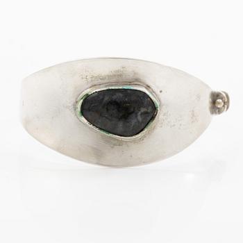 Bracelet silver with bluish stone possibly quartz, GK, Stockholm 1961.