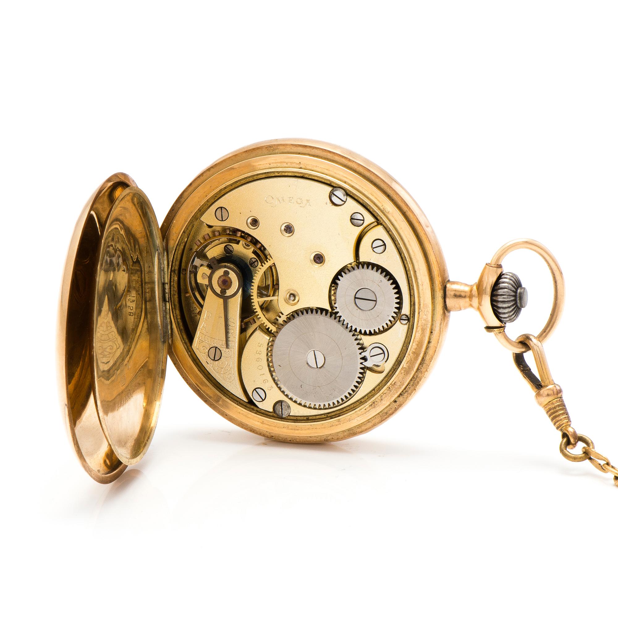 OMEGA pocket watch, 14K gold, 50 mm.