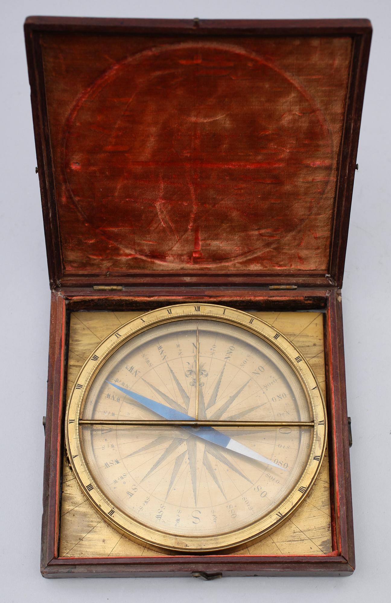 KOMPASSER, 3 st samt VATTENPASS, mässing, 1800-/1900-tal.