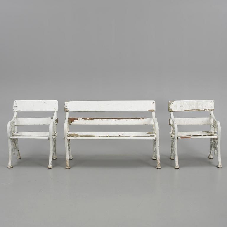 TRÄDGÅRDSGRUPP, 4 delar, aluminium, 1900-talets andra hälft.