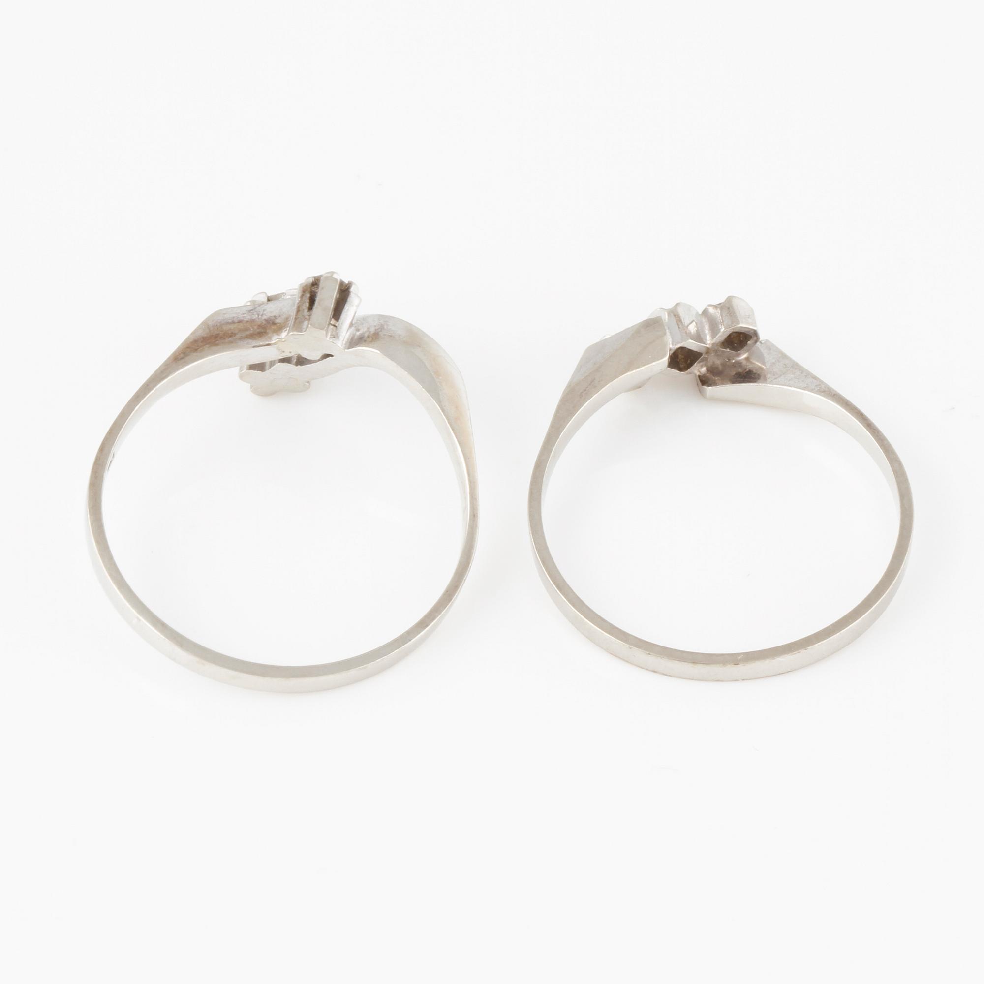 RINGAR, 2 st, med briljant och åttkantslipade diamanter.