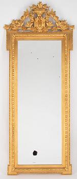 A mirror and console table from around the year 1900.