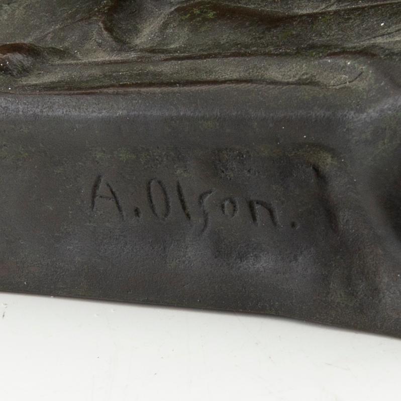 Anders Olson, skulptur signerad patinerad brons.