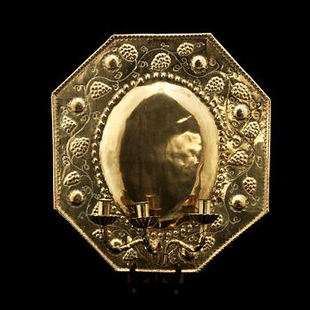 LJUSPLÅTAR, ett par, mässing, barockstil, 1800-talets senare del.