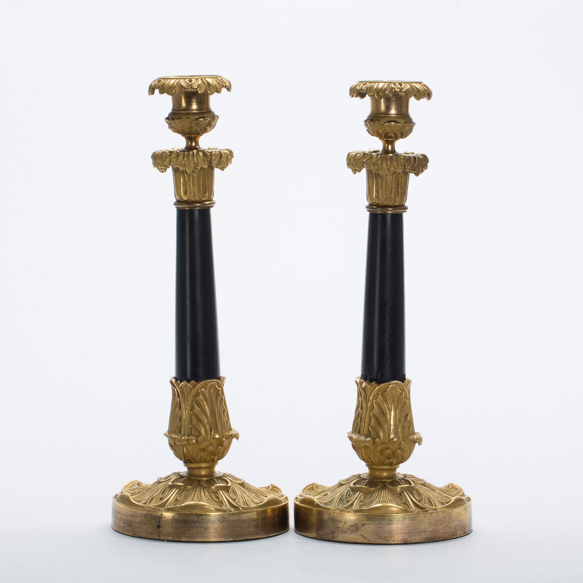 LJUSSTAKAR, ett par, empirestil, 1800/1900-tal.