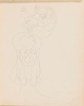 CARL JENSEN-CARLÉN, a scetch book with drawings, mixed media, 27 pages, partially signed C.C.