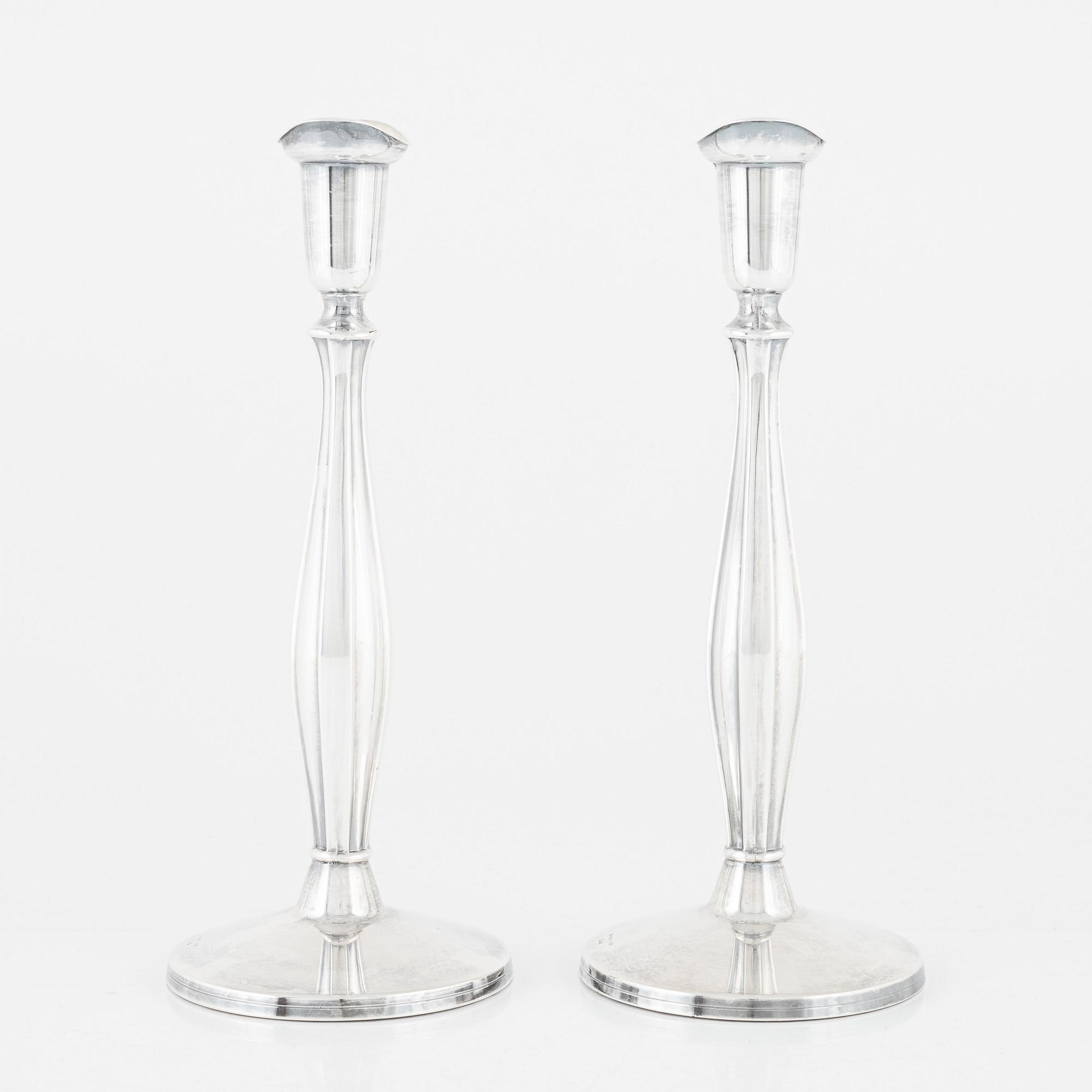 Tore Eldh, a pair of silver candlesticks, Ceson Guldvaru Ab, Gothenburg 1962.
