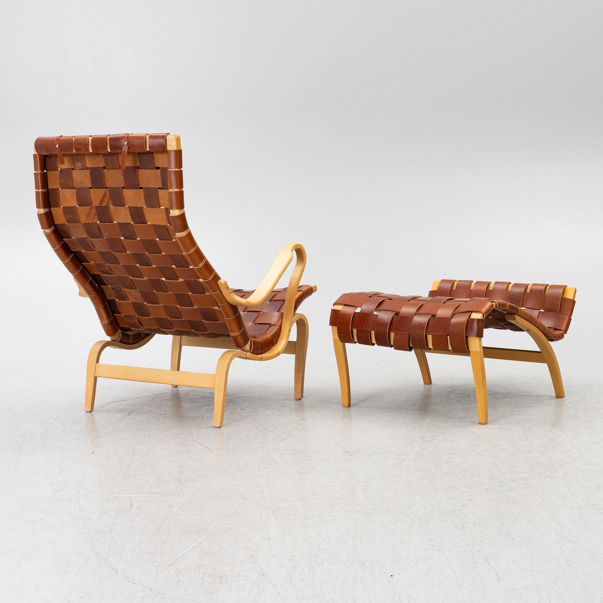 Bruno Mathsson, a 'Pernilla' easy chair with foot stool, Dux.