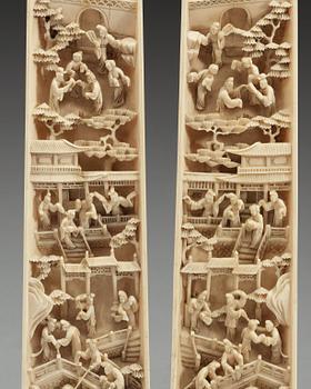 A pair of ivory wrist rests, Qing dynasty (1644-1912).