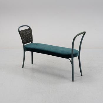 Jonas Bohlin, a stained beech, leather and velvet 'Vilda' bench, Gemla, Diö.