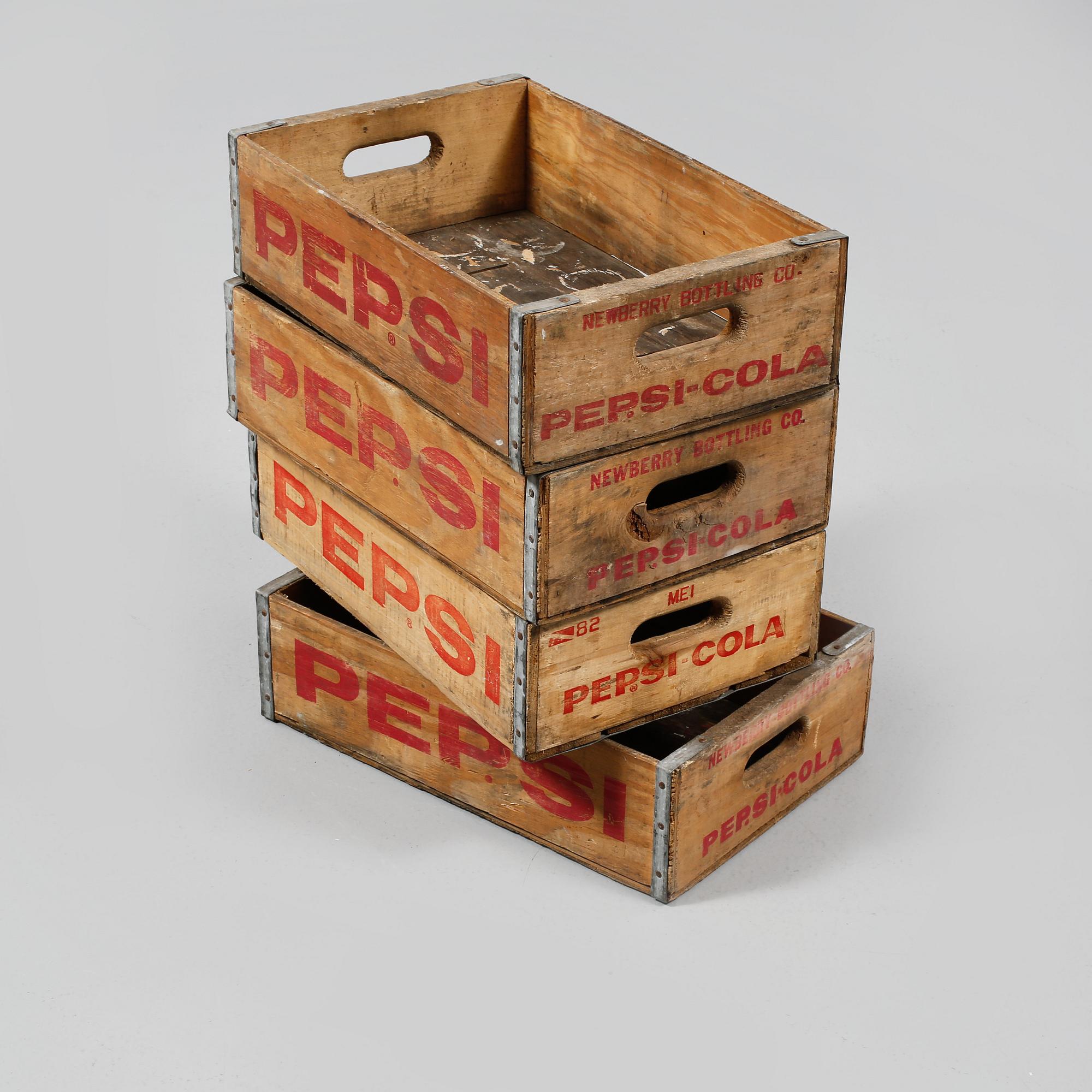 BACKAR, trä och metall, 4 st, Pepsi, 1900-tal.