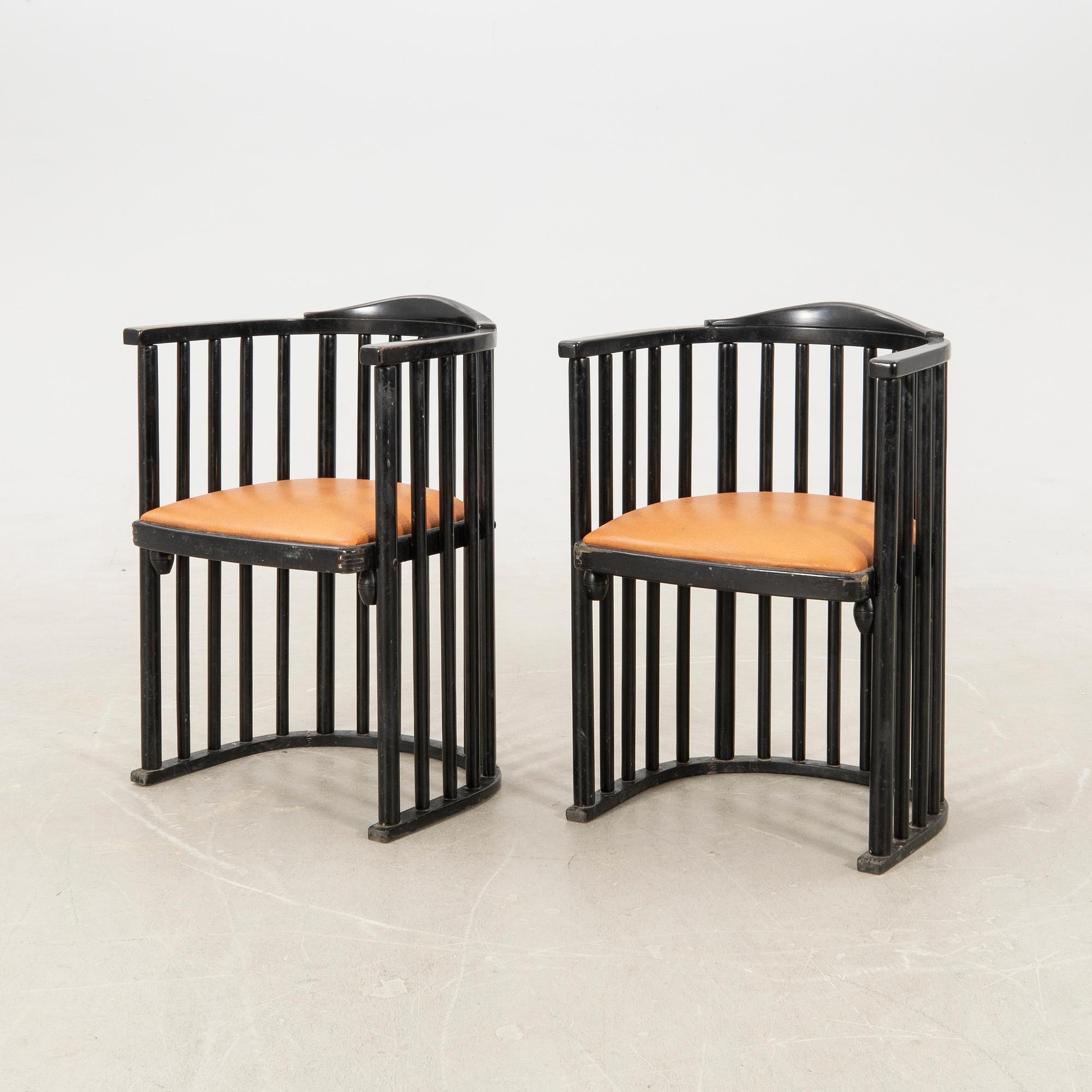 Josef Hoffmann, armchairs a pair attributed to the first half of the 20th century.