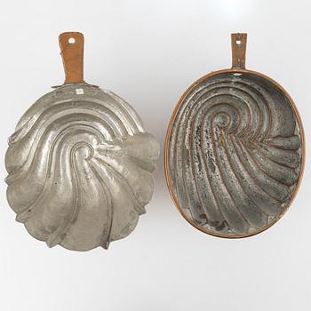 Five copper moulds, 18th/19th Century.