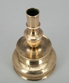 LJUSSTAKE, mässing, barock, trol. Sverige 1600-tal.