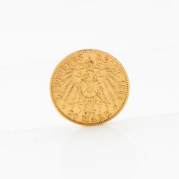 Gold coin 20 marks 1893 German Empire Wilhelm II.