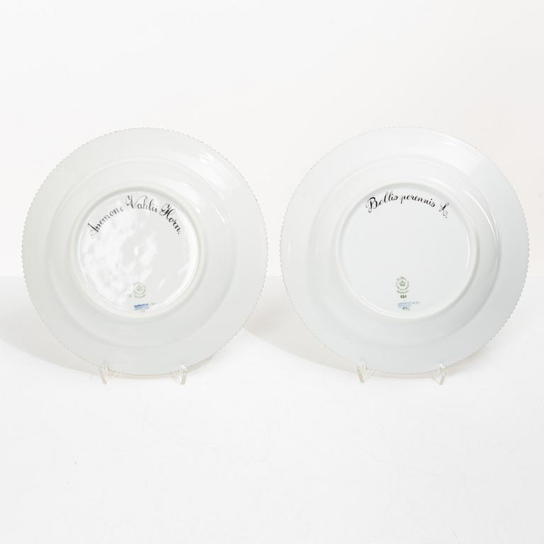 Royal Copenhagen, seven plates, 'Flora Danica', Denmark.