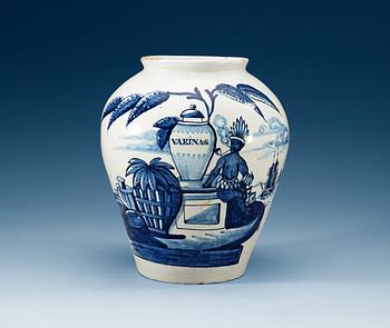 727. A Delft faience Varinas Tobacco jar, presumably 18th Century.