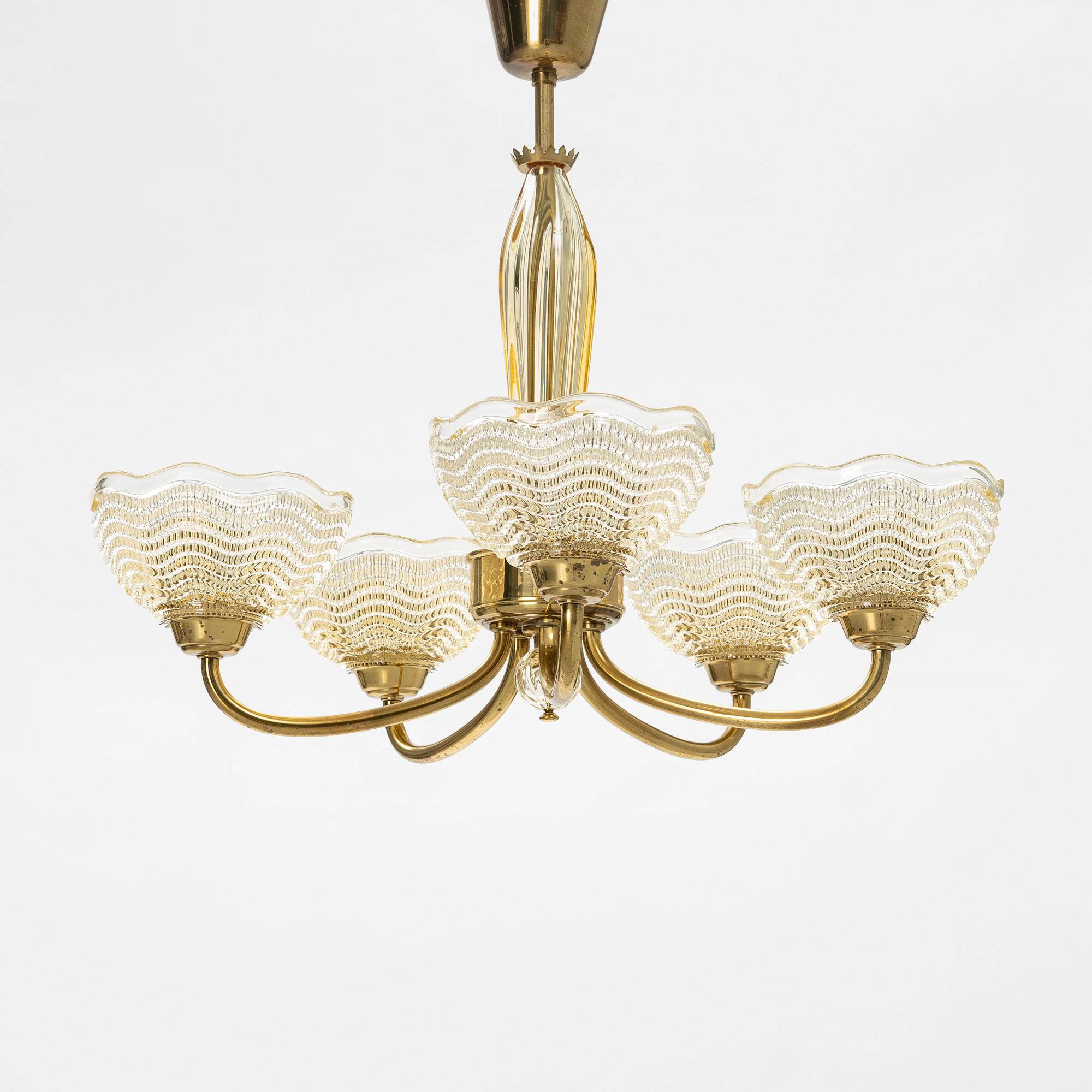 Taklampa, Swedish Modern, Orrefors, 1940-tal.