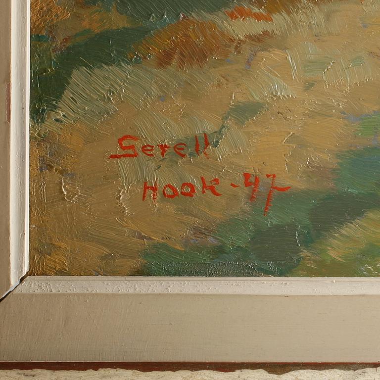 GRETA GERELL, olja på pannå, signerad.