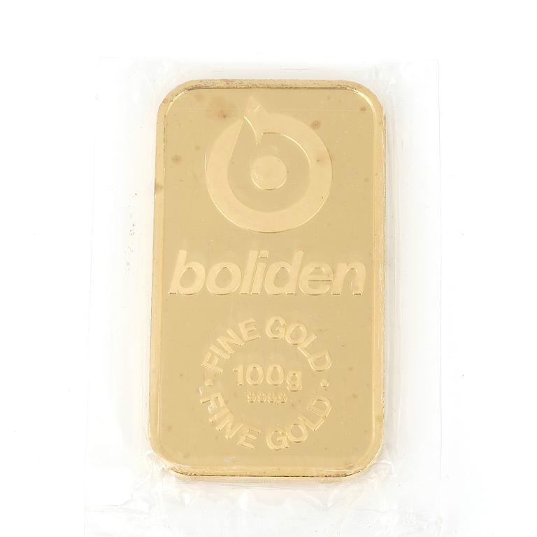GULDTACKA, 24K guld, Boliden. Vikt 100g.