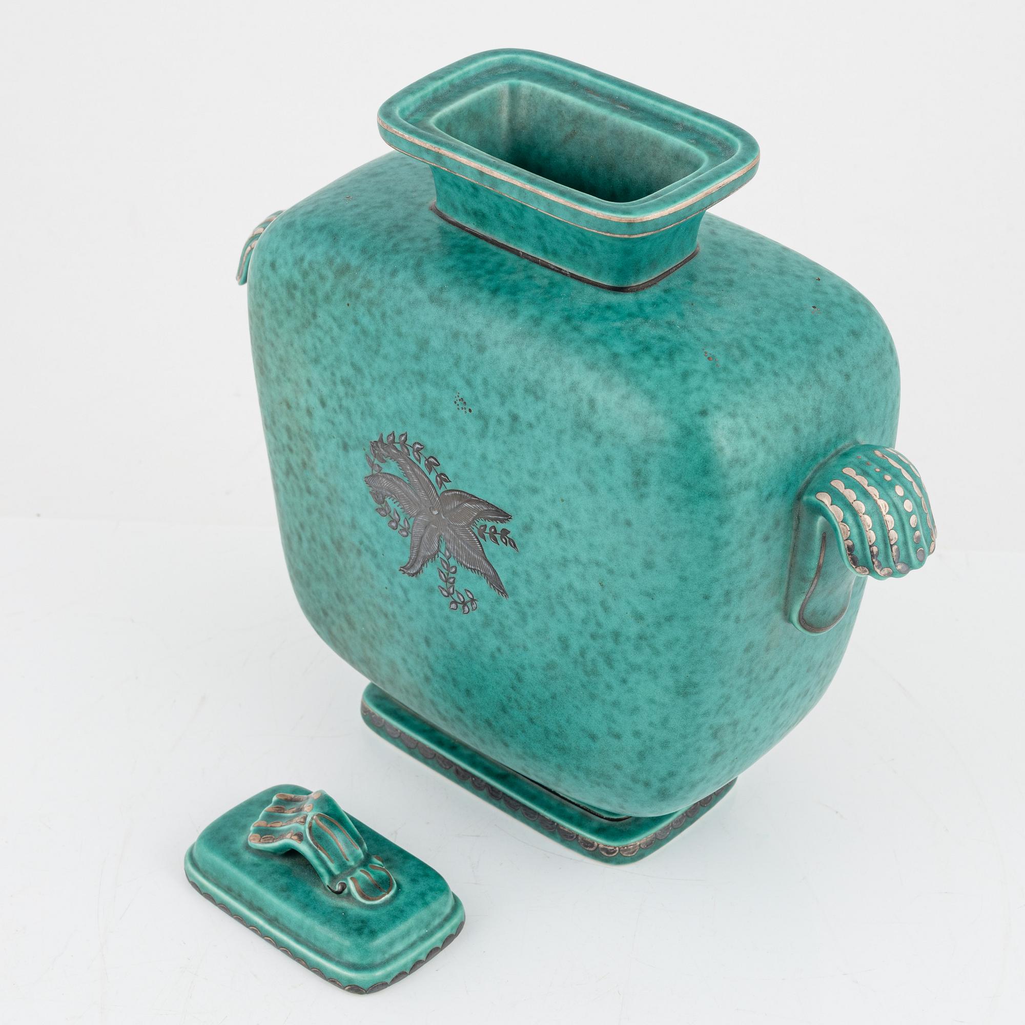 Wilhelm Kåge, an 'Argenta' stoneware urn with cover, Gustavsberg.