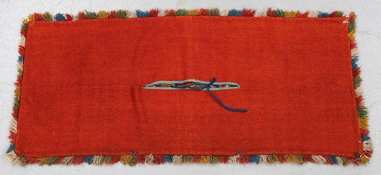 A carriage cushion, double-interlocked tapestry, ca 109,5 x 46 cm, Scania, Sweden.