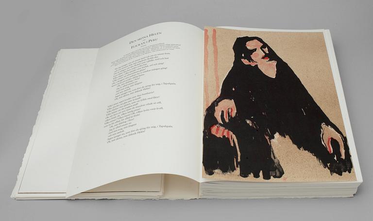 GÖSTA WERNER, litografier, "Visor av Evert Taube med bilder av Gösta Werner", sign, Galerie Aix, Stockholm 1989.