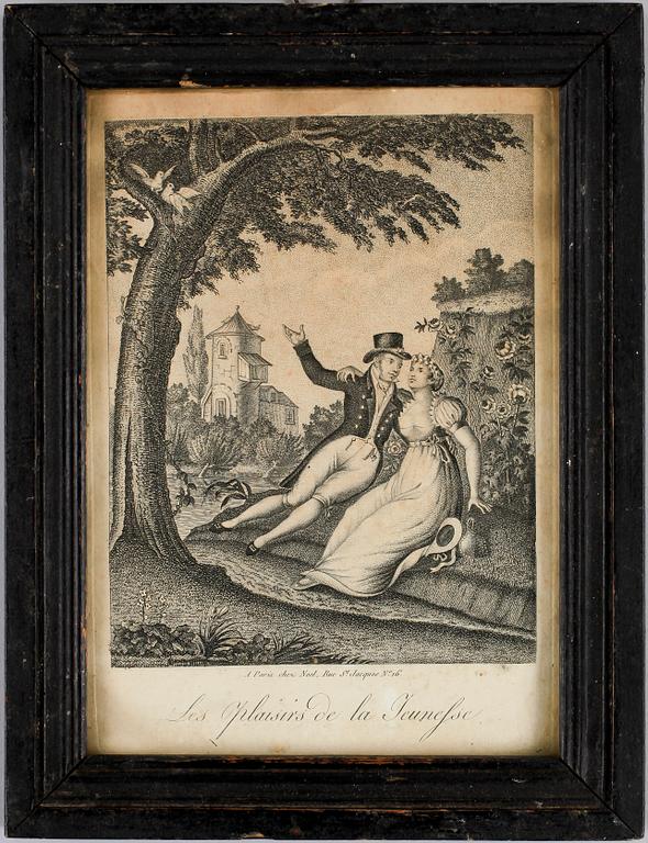 PARTI KOPPARSTICK OCH GRAFISKA BLAD, 7 st, 1700-1800-tal.