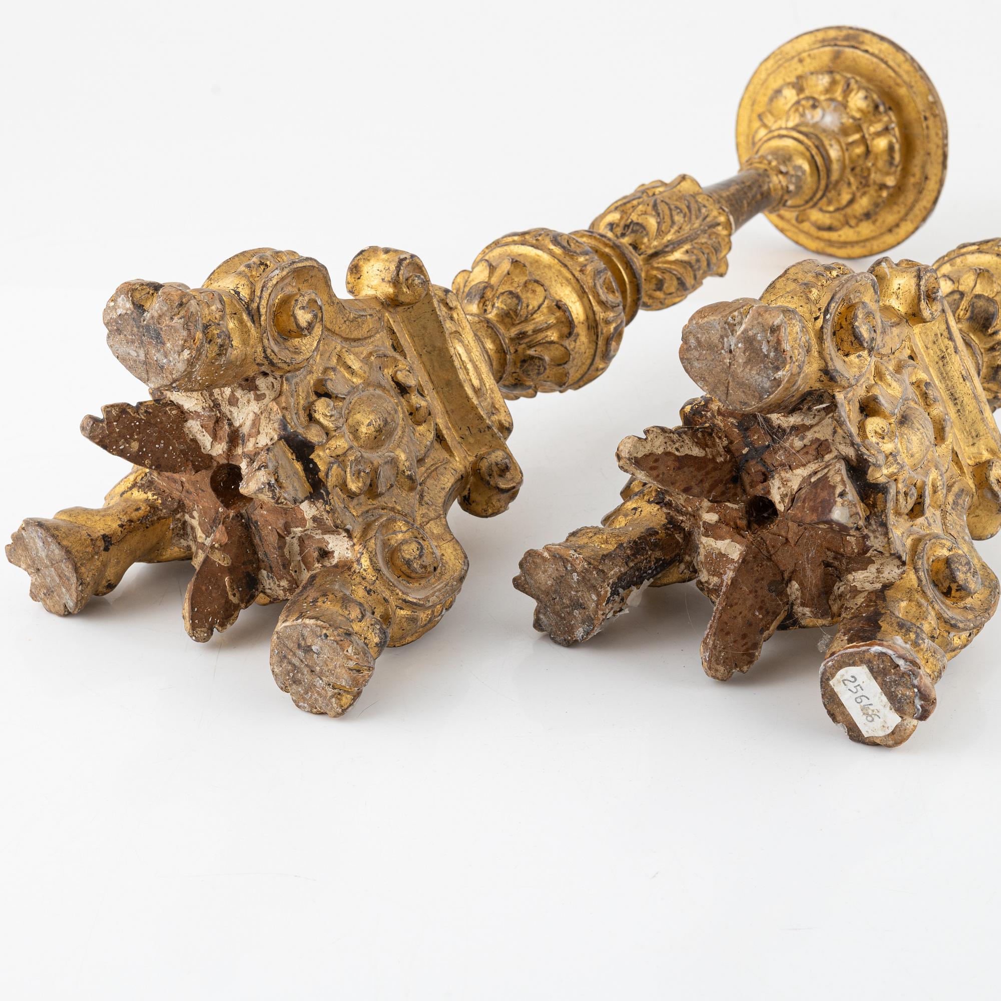 Ljusstakar, ett par, barockstil, troligen 1800-tal.