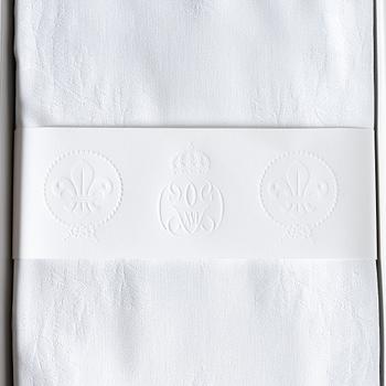Tablecloths, 4 pcs, and 10 placemats, linen damask, "The Royal Anniversary and World Scout Centennial Present", Georg Jensen.