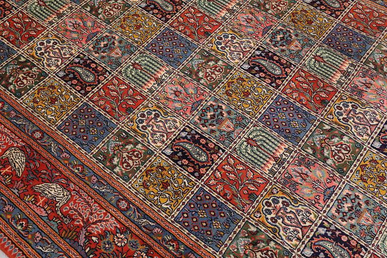 A Moud part silk carpet, 298 x 199 cm.
