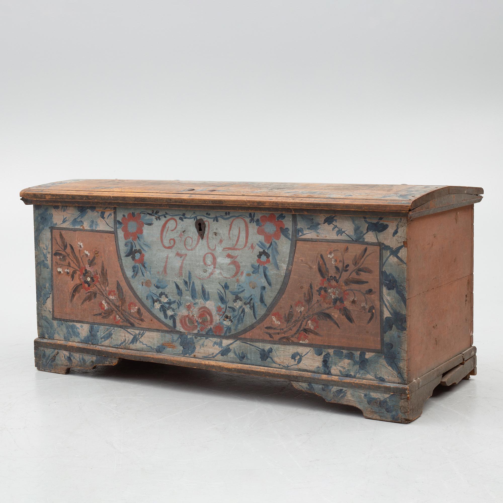 Chest, folk art, dated 1793.