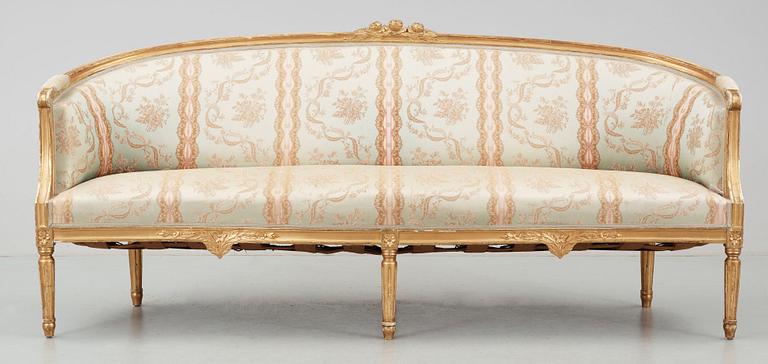 SALONGSGRUPP, 9 delar. Gustaviansk stil, 1900-talets mitt.