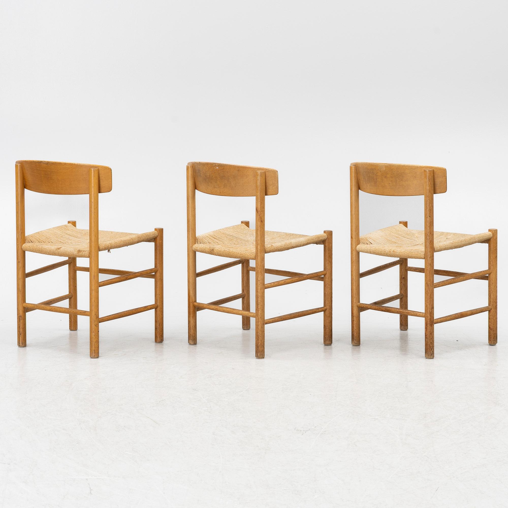 Børge Mogensen, three model "j39" chairs, FDB, Denmark, second half of the 20th century.