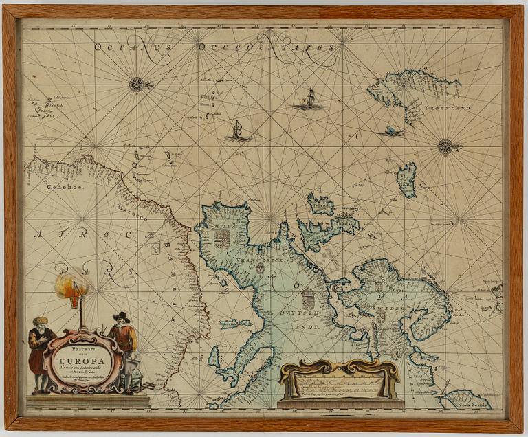 A 1600s hand-coloured map, copper engraving, Pieter Goos.
