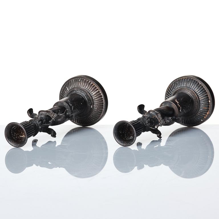 A pair of German (Berliner Eisen) Empire iron candle sticks.