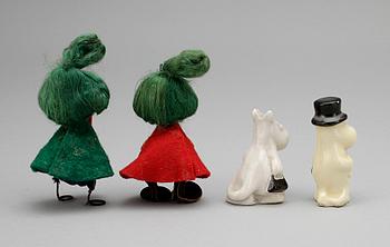 FIGURER, 4 st, Mumin, bl.a. Atelier Fauni, 1960/70-tal.