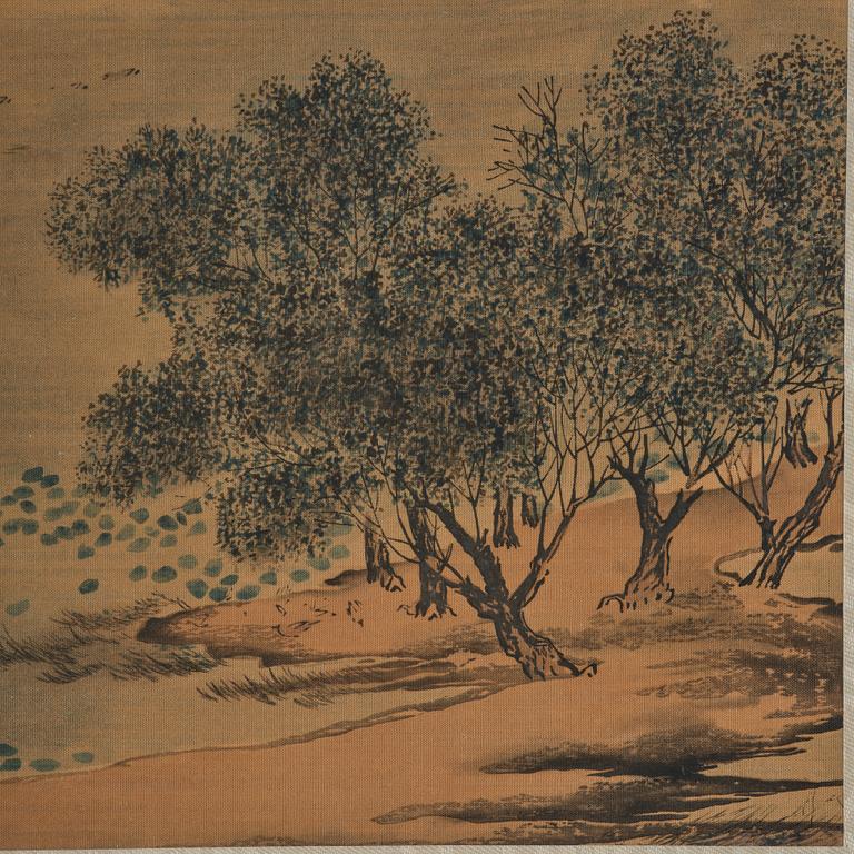 Oidentifierad konstnär, fyra landskap, sen Qingdynasti/ 1900-tal.