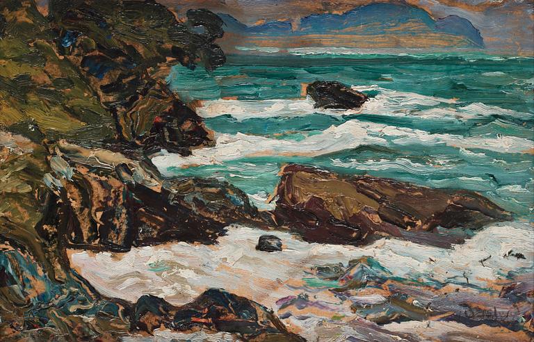 Helmer Osslund, Waves against the shore.