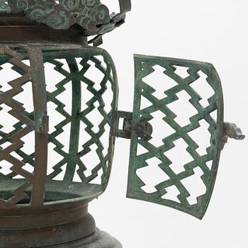 A large Japanese bronze garden lantern, early 20th Century.