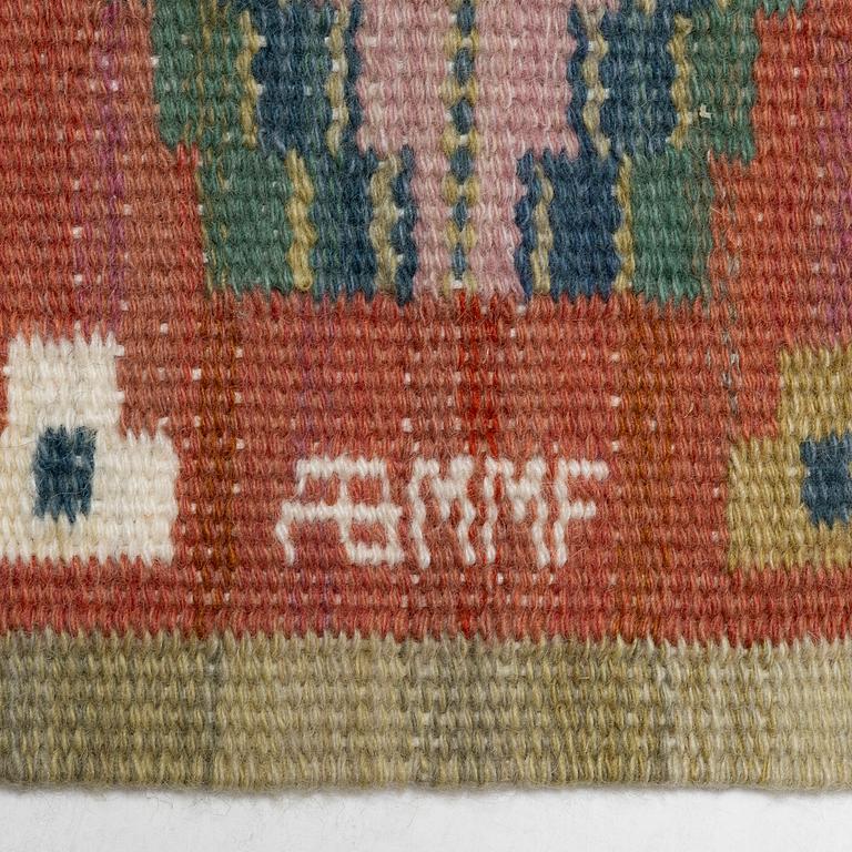 Märta Måås-Fjetterström, A flat weave textile, "Blommor på röd botten", after 1941.