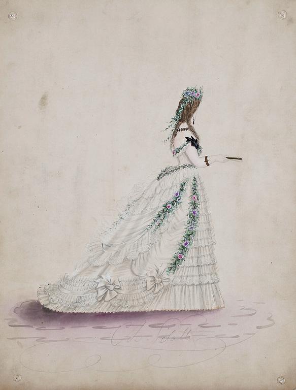 MODEPLANSCHER, 14 st, bla Ernest Leduc, 21 rue des Acacias, Montmartre, Paris 1800-talets andra hälft.