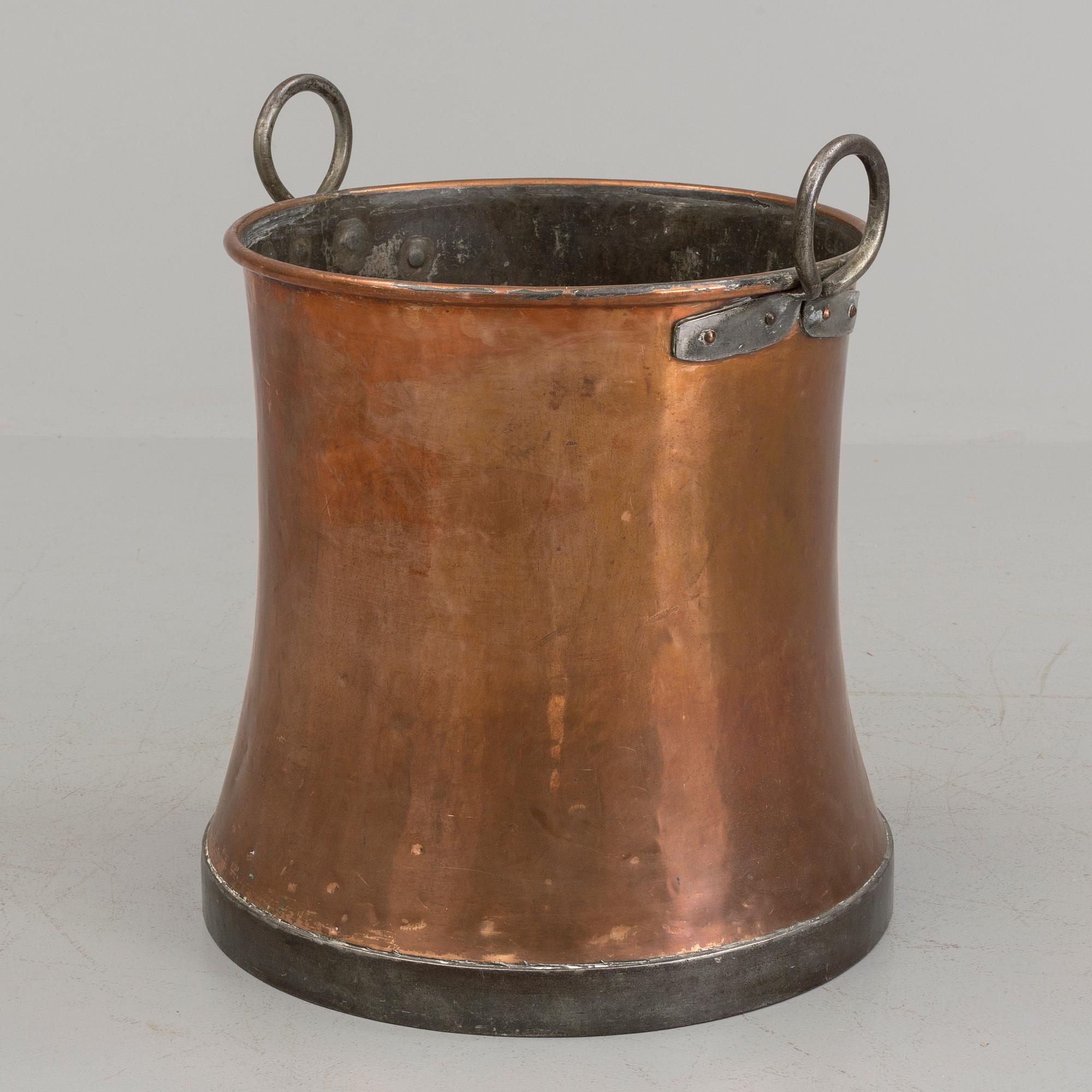 A 19th century copper barrel.