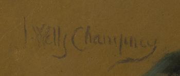 JAMES WELLS CHAMPNEY, pastell på duk, uppfodrad på pannå, signerad.